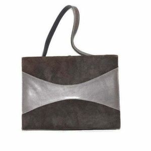 Vintage Gray Suede Purse Trapeze Leather Handbag